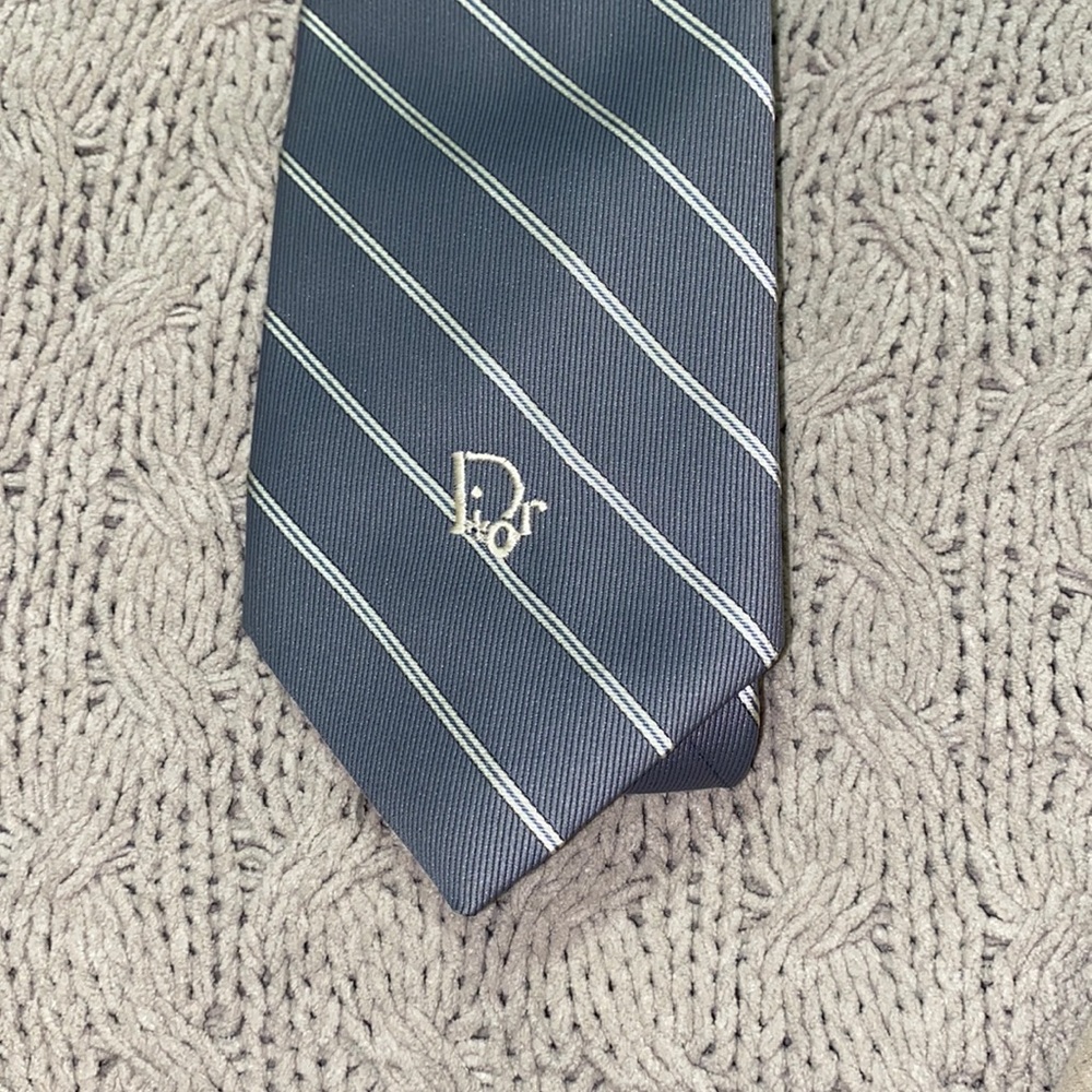 Christian Dior Men’s Tie (Light Grey/White)